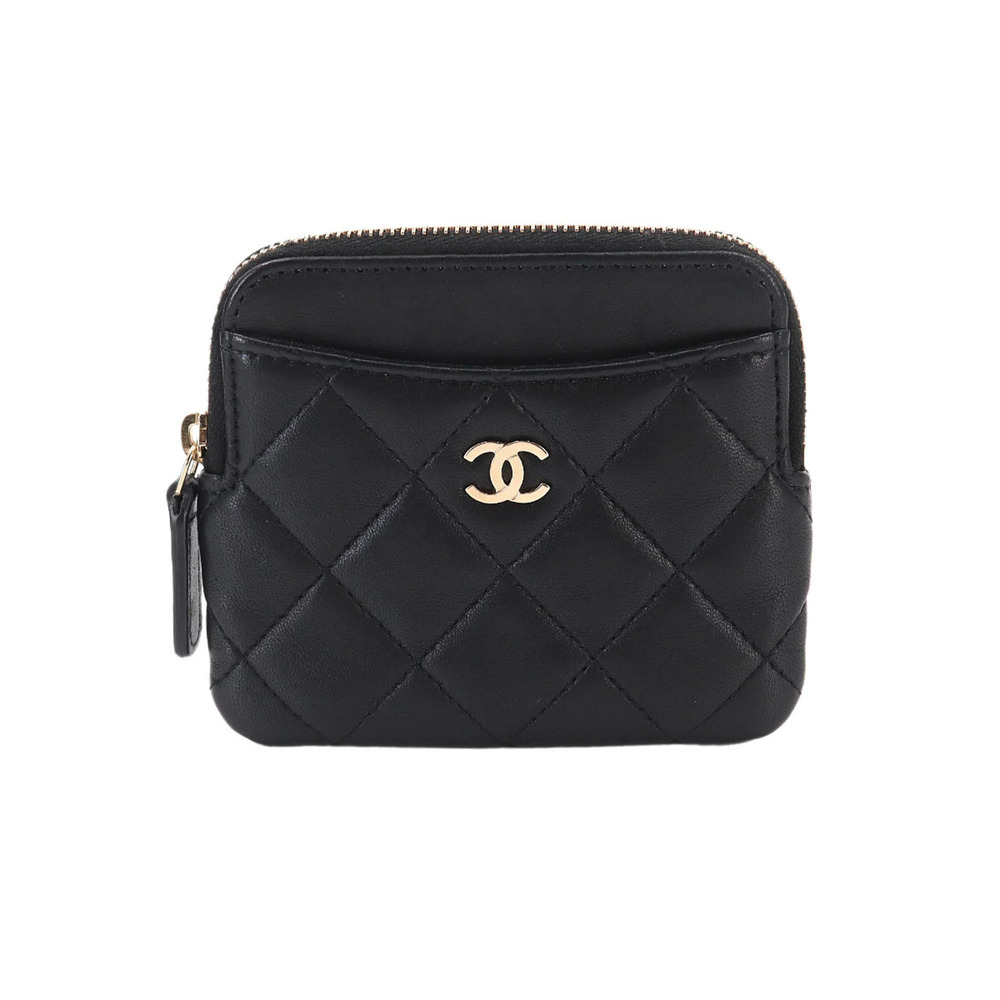 CHANEL Black Lambskin Leather Wallet